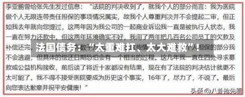 法国债务：“太重难扛、太大难救”！