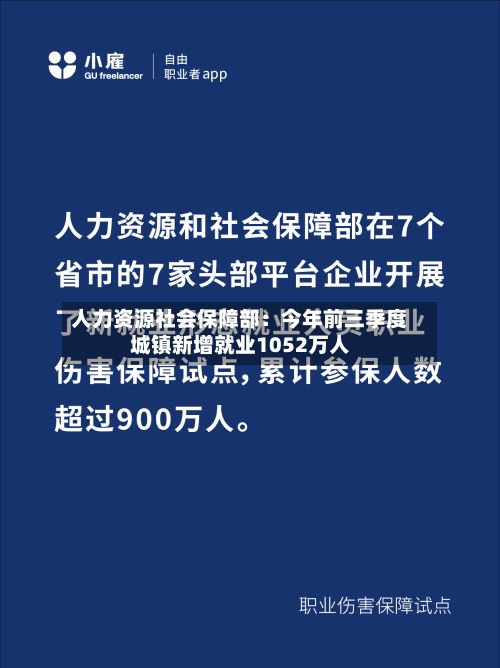 人力资源社会保障部：今年前三季度城镇新增就业1052万人-第1张图片