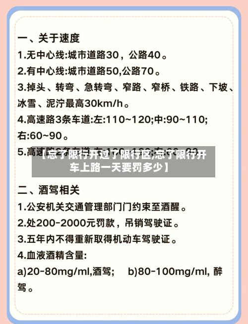 【忘了限行开过了限行区,忘了限行开车上路一天要罚多少】