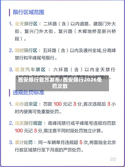 西安限行官方发布/西安限行2026免罚次数