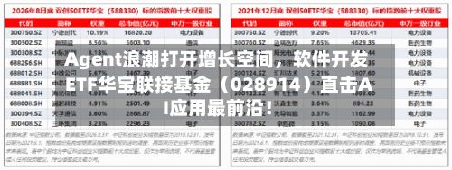 Agent浪潮打开增长空间，软件开发ETF华宝联接基金（028914）直击AI应用最前沿！