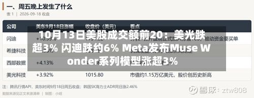 10月13日美股成交额前20：美光跌超3% 闪迪跌约6% Meta发布Muse Wonder系列模型涨超3%