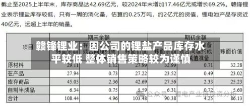 赣锋锂业：因公司的锂盐产品库存水平较低 整体销售策略较为谨慎-第3张图片