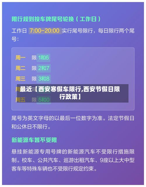 最近【西安寒假车限行,西安节假日限行政策】