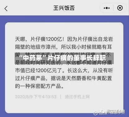 “中药茅”片仔癀的董事长辞职-第1张图片