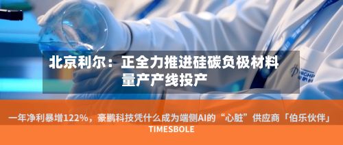 北京利尔：正全力推进硅碳负极材料量产产线投产