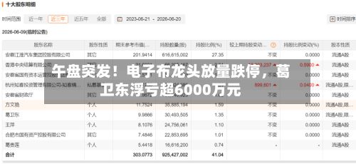 午盘突发！电子布龙头放量跌停，葛卫东浮亏超6000万元-第2张图片