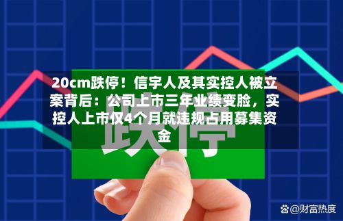 20cm跌停！信宇人及其实控人被立案背后：公司上市三年业绩变脸，实控人上市仅4个月就违规占用募集资金-第2张图片