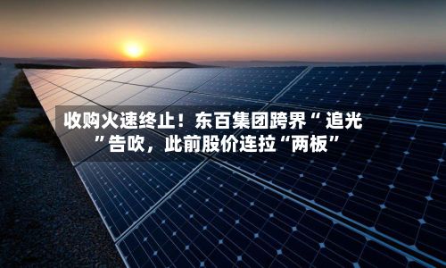 收购火速终止！东百集团跨界“ 追光	”告吹，此前股价连拉“两板”-第3张图片