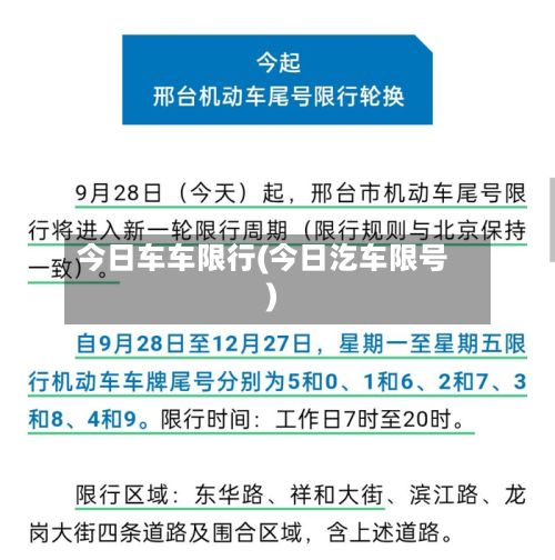 今日车车限行(今日汔车限号)