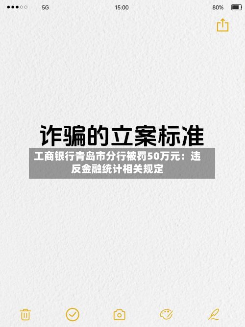 工商银行青岛市分行被罚50万元：违反金融统计相关规定-第2张图片