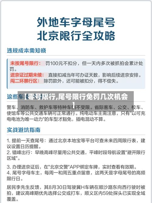 【零号限行,尾号限行免罚几次机会】