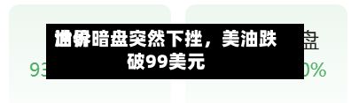 世界油价暗盘突然下挫，美油跌破99美元