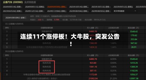 连续11个涨停板！大牛股，突发公告！-第3张图片