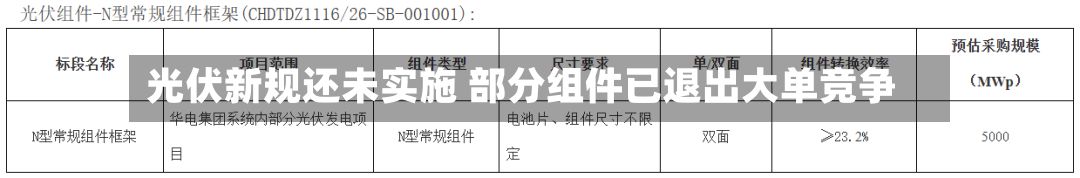 光伏新规还未实施 部分组件已退出大单竞争