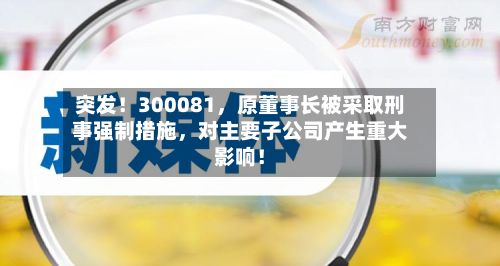 突发！300081	，原董事长被采取刑事强制措施，对主要子公司产生重大影响！-第2张图片