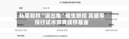 私募股权“退出难”催生新招 高盛等投行试水常青续存基金
