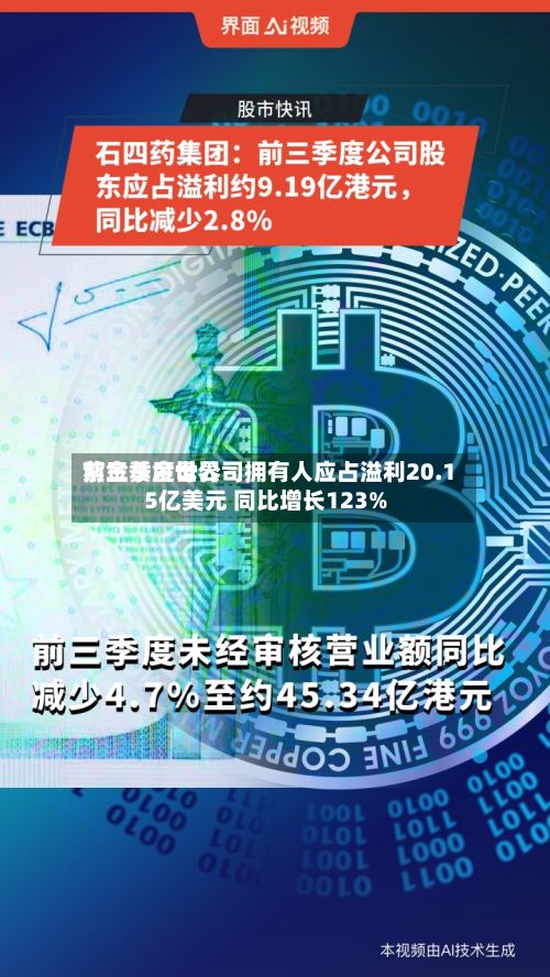 紫金黄金世界
前三季度母公司拥有人应占溢利20.15亿美元 同比增长123%-第1张图片