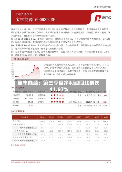 宝丰能源：第三季度净利润同比增长41.97%-第2张图片