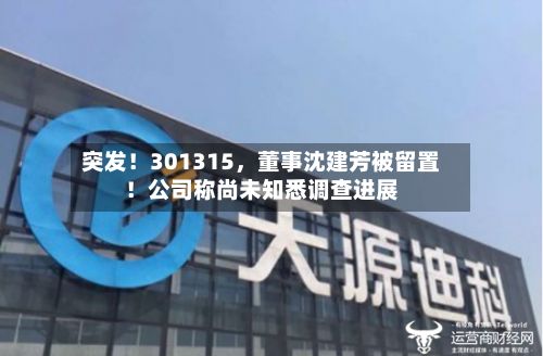 突发！301315，董事沈建芳被留置！公司称尚未知悉调查进展-第3张图片