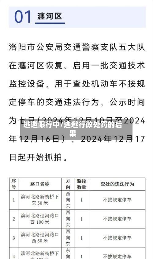 逃避限行中/逃避行政处罚的后果