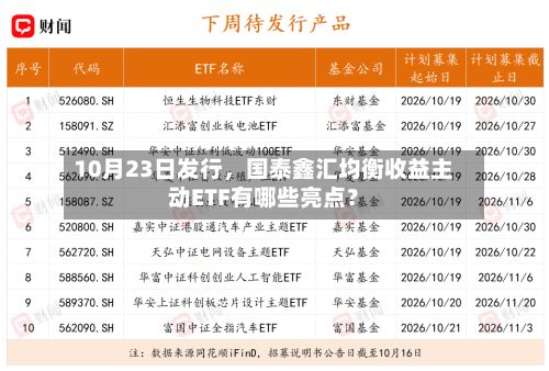 10月23日发行	，国泰鑫汇均衡收益主动ETF有哪些亮点？-第3张图片