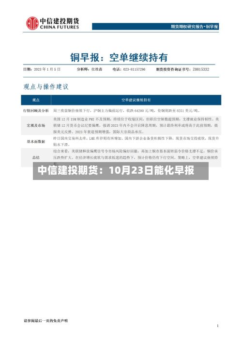 中信建投期货：10月23日能化早报-第2张图片