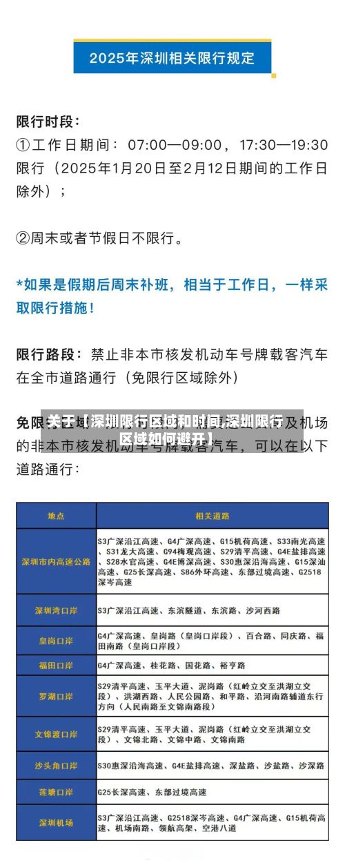 关于【深圳限行区域和时间,深圳限行区域如何避开】