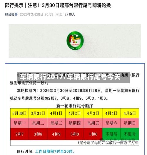 车辆限行2017/车辆限行尾号今天